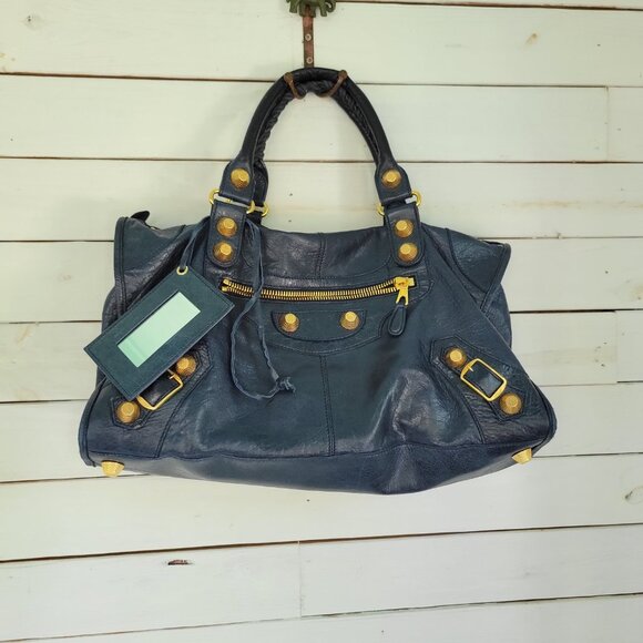 Balenciaga City Bag with Large Brass Hardware, Marine Blue - Picture 16 of 16